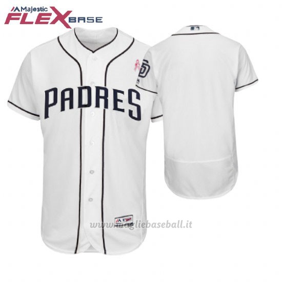 Maglia Baseball Uomo San Diego Padres Bianco 2018 Dia de la Madre Flex Base